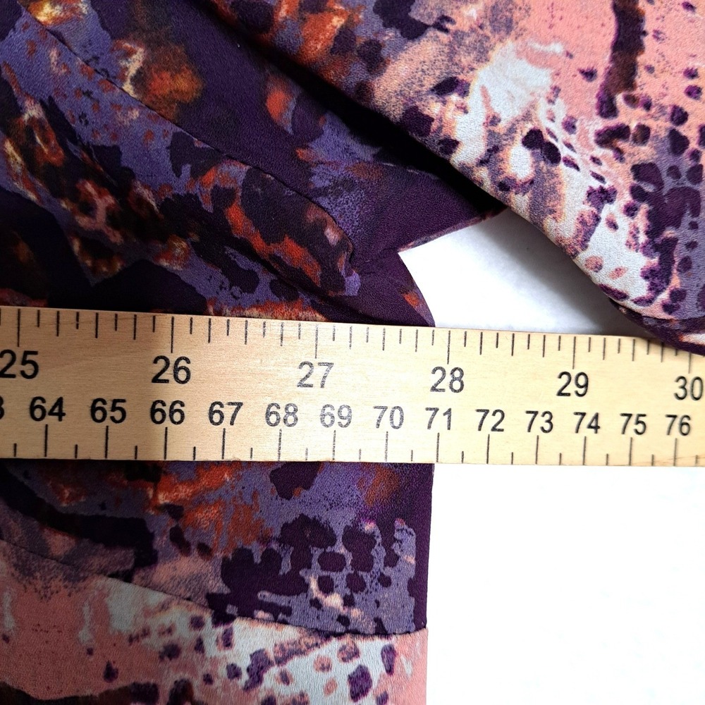 Rose Olive Womens 4X Purple‎ Orange Abstract Print VNeck Tunic Blouse 3/4 Sleeve - Picture 11 of 12